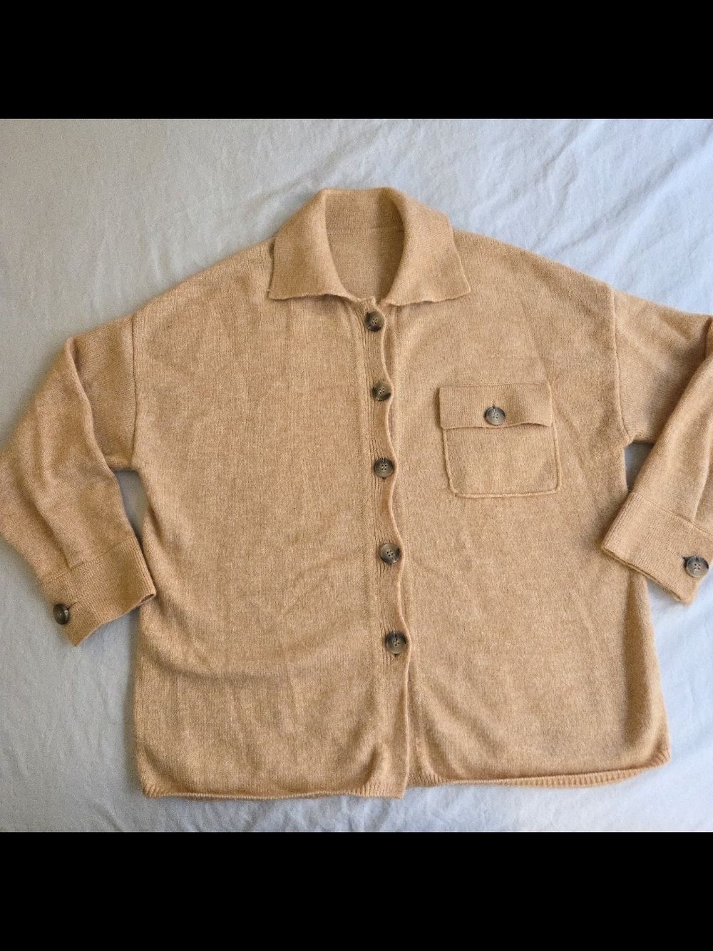 Industry Camel Tan Relaxed Button-Up Knit Grandpa Cardigan MKY